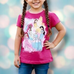 Disney Classic Princess Girl’s Pink Tee Shirt Top Size XS 4